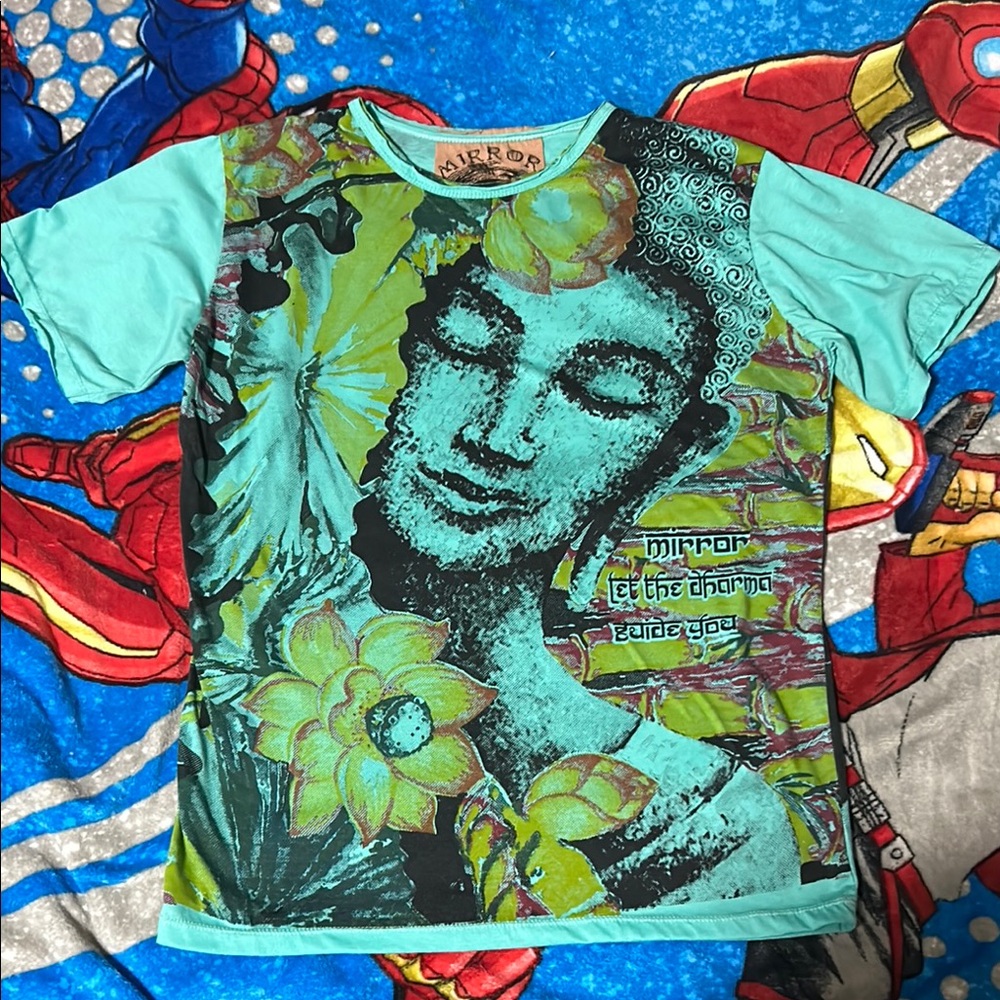 RARE | UNIQUE | Distressed Karma All Over Graphic Tee Shirt